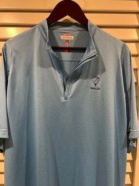 Antigua Men’s Light Blue Zip Mock Performance Polo